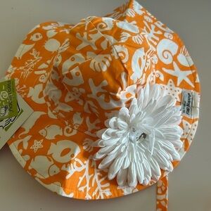 Baby Girls' UPF 50+ Floppy Hat with Flower Size SMALL / New with Tags